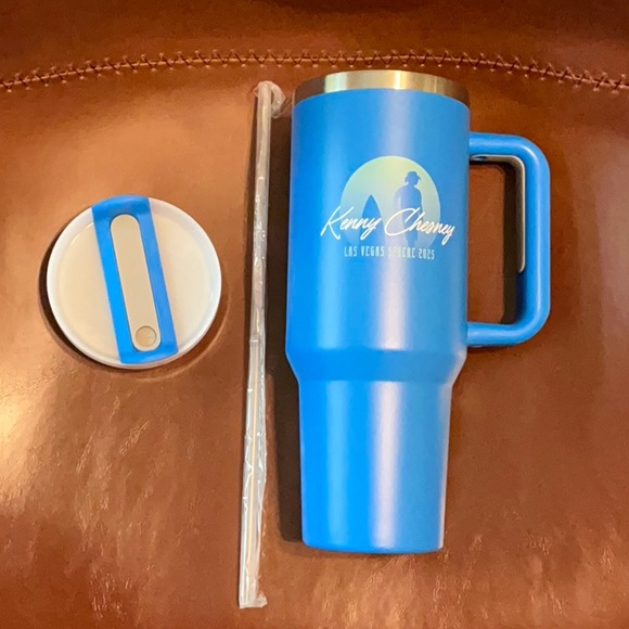 Kenny Chesney 40 oz Blue Tumbler with Lid and Straw - Picture 2 of 6